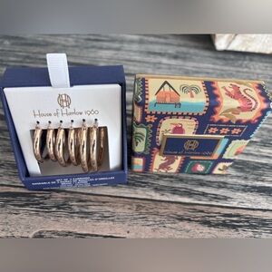 House of Harlow 1960 Rose Gold Hoop Earring Set 3 Sizes Set